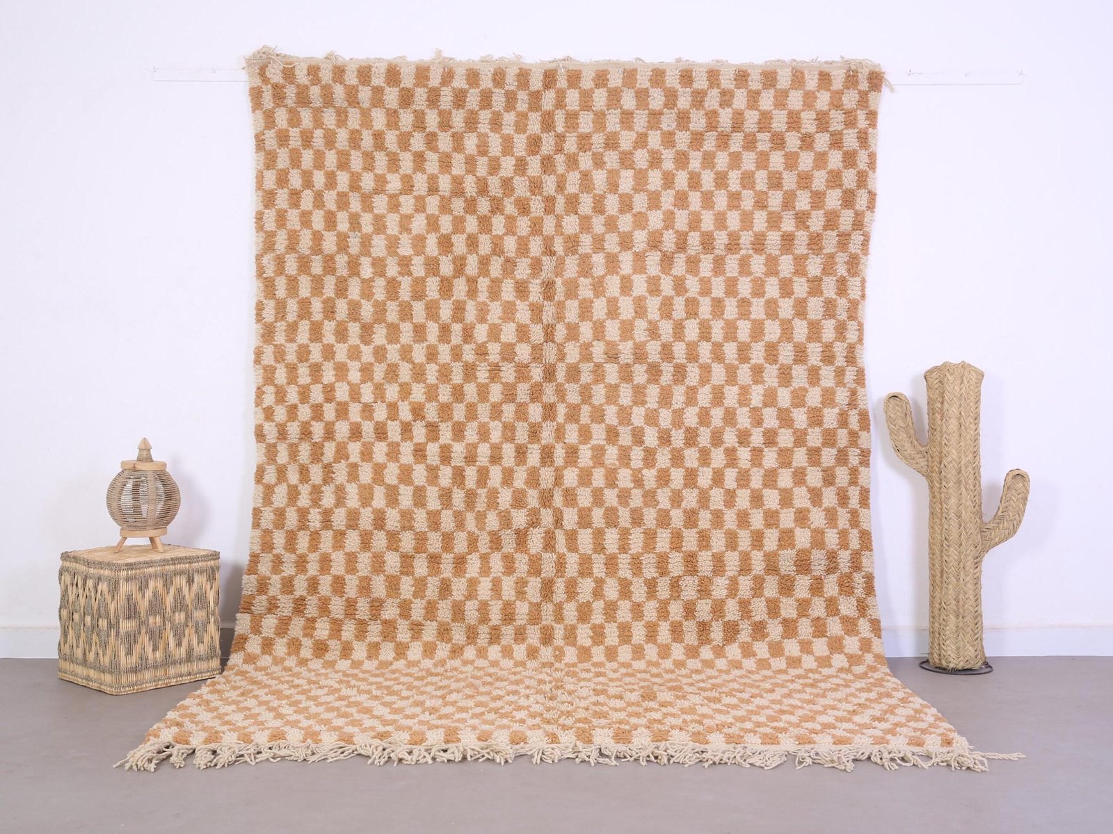 il_fullxfull.6663435667_p7nv Peach Checkered Beni Ourain Rug 6.8 x 9.8 ft, Moroccan Rug - Image 1