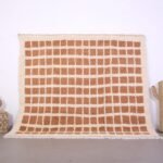 Peach Beni Ourain Rug 9.1 ft x 8.1 ft  - moroccan rug - bohemian rug - contemporary berber carpet - berber rug - checkered rug - peach rug