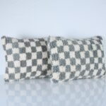 Set of 2 Vintage moroccan pillows 15.7'' x 23.6" - handmade moroccan pillows cover - wool pillows - rug pillows - berber checkered pillows