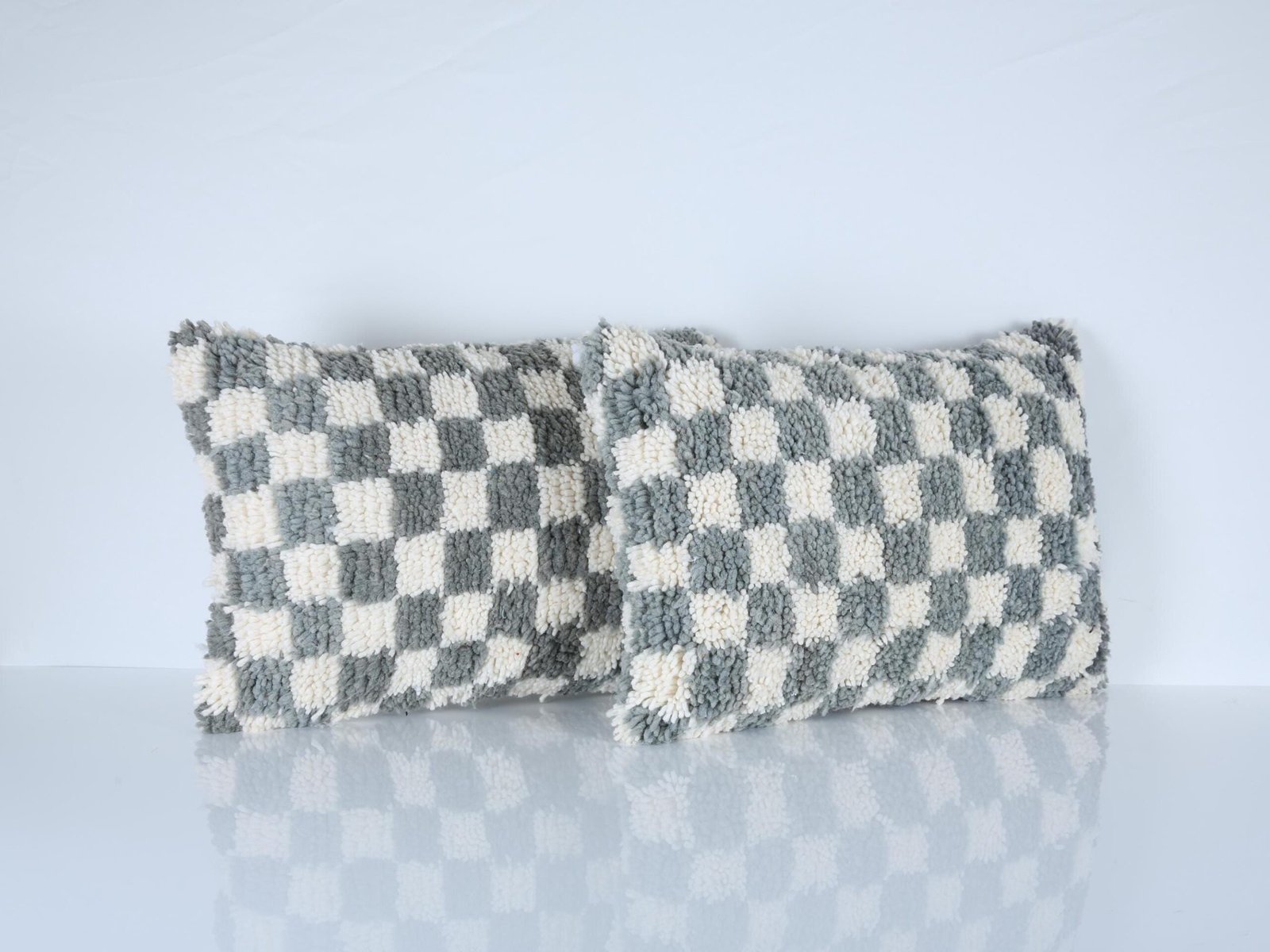 il_fullxfull.6665685767_pq16 Set of 2 Vintage moroccan pillows 15.7'' x 23.6" - handmade moroccan pillows cover - wool pillows - rug pillows - berber checkered pillows - Image 1