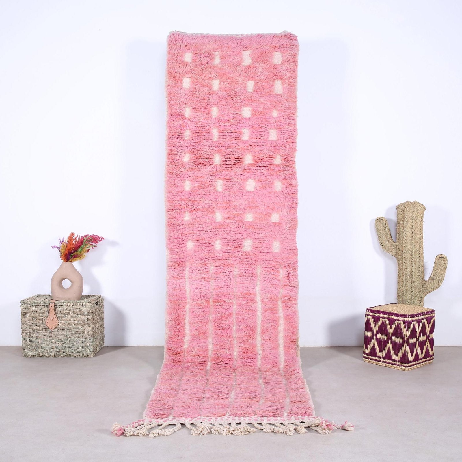 il_fullxfull.6713646147_r8bf Moroccan runner rug - Beni ourain rug - wool rug - Moroccan runner rug - Moroccan rug - Pink custom runner rug - genuine lamb wool - hallway - Image 1