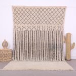 Beige Vintage Beni Ourain Rug, Moroccan Rug 6.4 x 10.2 ft