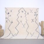 Custom moroccan rug - beni ourain rug - wool rug - handcrafted rug - Moroccan rug - Ivory Rug - berber rug handmade - moroccan rug blue