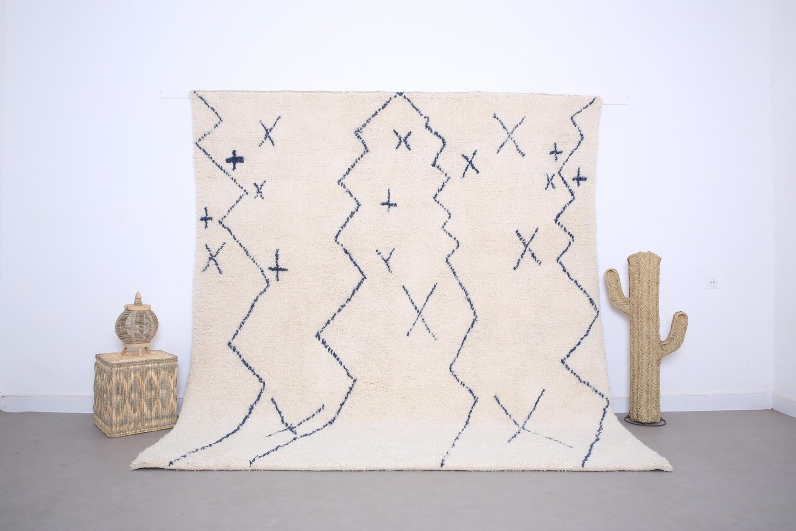 il_fullxfull.6856759403_dbs9 Custom moroccan rug - beni ourain rug - wool rug - handcrafted rug - Moroccan rug - Ivory Rug - berber rug handmade - moroccan rug blue - Image 1