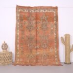 Vintage Peach Boujaad Rug 5.6 x 7.6 FT, Moroccan Rug