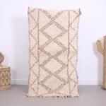 Beige Beni ourain rug 2.6 x 5 ft - moroccan rug - wool rug - Berber tufted rug - Vintage moroccan rug - handmade rug - Genuine lamb wool