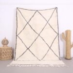 Beige Beni ourain rug 5.1 x 7.7 ft - moroccan rug - wool rug - Berber tufted rug - Vintage moroccan rug - handmade rug - Genuine lamb wool