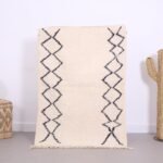 Beige Beni ourain rug 3 x 4.2 ft - moroccan rug - wool rug - Berber tufted rug - Vintage moroccan rug - handmade rug - Genuine lamb wool