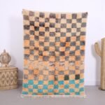 Handmade Colorful Wool Boujaad Rug 3.6 x 5.1 ft, Vintage Berber Design, Moroccan Rug