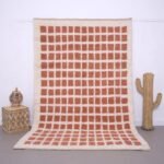 Custom moroccan rug - Beni ourain rug - Moroccan rug - wool rug - handcrafted rug - Peach checkered rug - Living room rug - Checkered rug