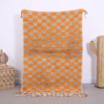 Orange Wool Beni Ourain Rug 3.7 x 5.5 ft, Moroccan rug