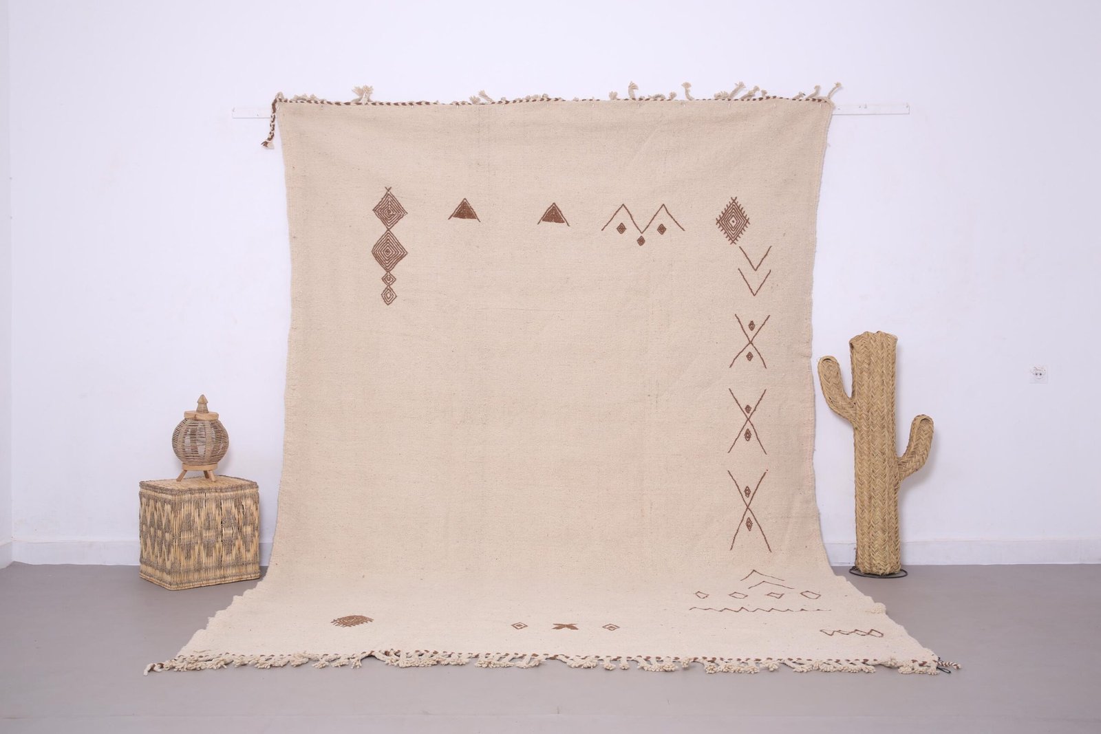 il_fullxfull.7209486588_kol9 Cream Handmade kilim rug 7.6 x 11 FT, Moroccan rug, vintage moroccan rug, Flat woven rug - Image 1