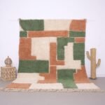 Custom Moroccan Rug , Green Terracotta Geometric Wool Rug , Modern Abstract Berber Rug , Handmade Moroccan Carpet , Custom Size Area Rug