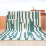 Custom Beni Ourain Rug, Green & Ivory Wool Carpet, Moroccan Rug