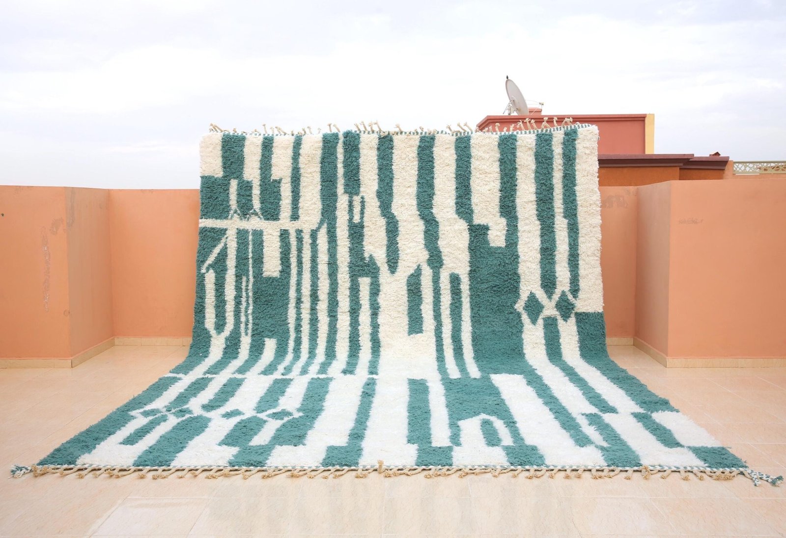 il_fullxfull.7300478711_ad54 Custom Beni Ourain Rug, Green & Ivory Wool Carpet, Moroccan Rug - Image 1