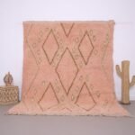 Pink Handmade Beni Ourain rug 7.6 x 9 ft, Moroccan rug