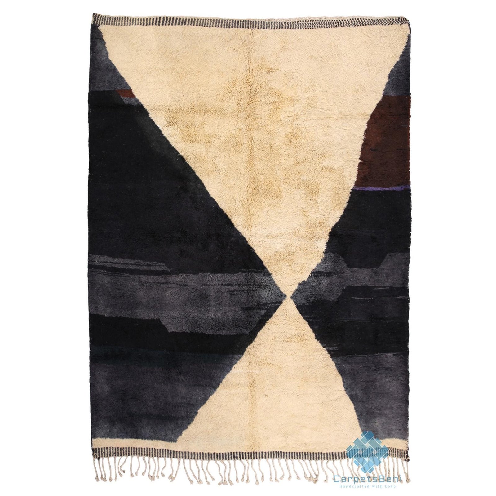 il_fullxfull.7368631695_doii Custom handmade Beni Merirt Rug , Moroccan Rug Black and Cream , Duty free - Image 1