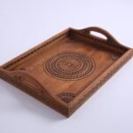 Hand Carved Moroccan Wood Tray - Rustic Wooden Platter - Boho Kitchen Decor - Tea Coffee Tray - Handmade Moroccan Gift idea - Custom Sizes