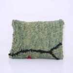 Green Moroccan Pillow 14.5''x 20" - Kilim Pillowcase - Handmade pillow cover - wool pillowcase - Berber Pillowcase - vintage pillowcase