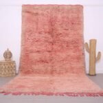 Vintage Moroccan Rug 6.1x11.3 FT - Moroccan Rug Peach - Pink shaggy rug - Berber rug - Peach Wool rug - Handmade rug - Vintage home decor