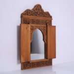Moroccan Handmade Wood Mirror 12.2"x20.4" - Vintage wood mirror - Moroccan Wooden Mirror Frame - Bohemian Wall Mirror - Rustic Wood Mirror