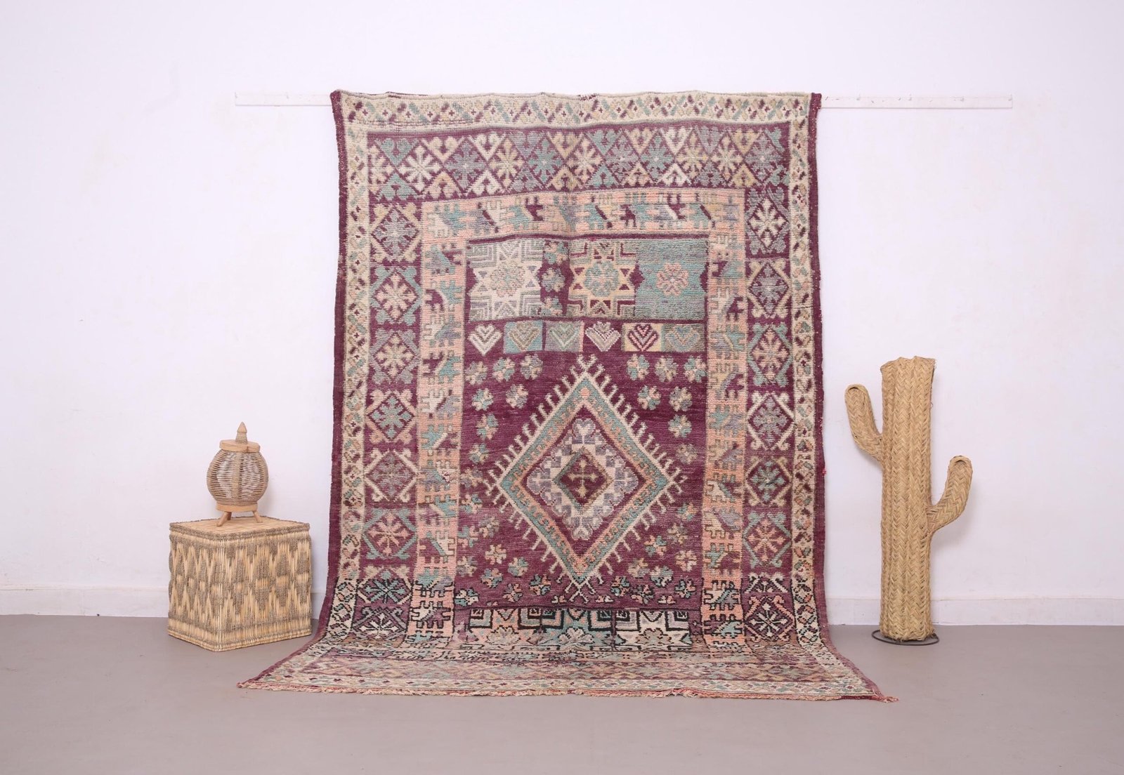 il_fullxfull.7570391716_h2dc Purple Vintage Boujaad Rug 6 x 8.6 FT , Moroccan Rug , Handmade rug , Wool rug , Vintage moroccan rug - Berber rug - Rug for living room - Image 1