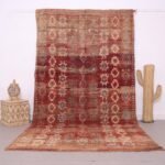 Vintage Moroccan Rug 6 x 11 ft , Red Berber Wool Rug , Handmade Tribal Carpet , Bohemian Area Rug , Rustic Moroccan Decor , Duty Free