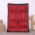 Red Vintage Moroccan Rug - Handmade Wool Rug 4.3 x 6.2 ft - Soft Beni Ourain Style Area Carpet - Handwoven Berber Rug - Boho Rug - Duty Free