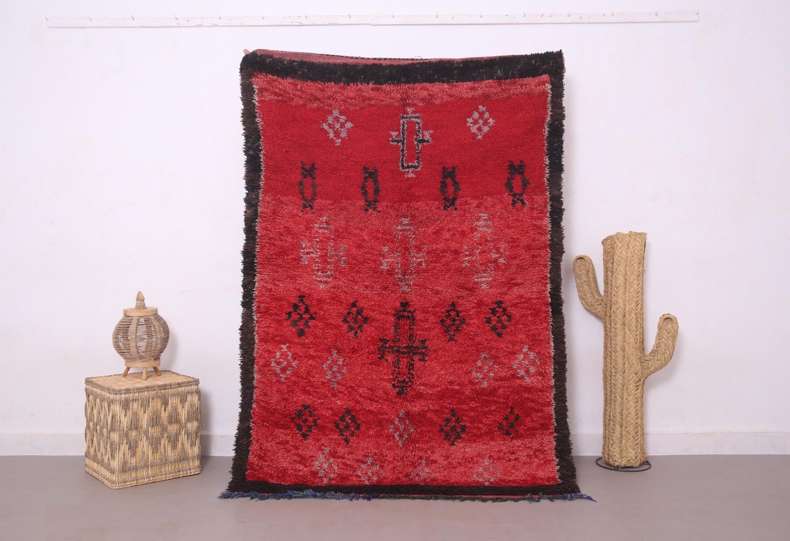 il_fullxfull.7622646407_rpbd Red Vintage Moroccan Rug - Handmade Wool Rug 4.3 x 6.2 ft - Soft Beni Ourain Style Area Carpet - Handwoven Berber Rug - Boho Rug - Duty Free - Image 1