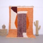 Custom handmade Beni Merirt Rug , Orange Moroccan Soft Wool Rug