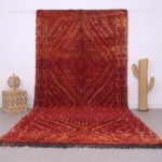 Vintage Moroccan Rug 6.3 x 13 ft , Red Berber Wool Rug , Handmade Tribal Carpet , Bohemian Area Rug , Vintage Moroccan Decor