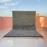 Custom Moroccan Checkered Rug - Berber Wool Rug Black & Ivory